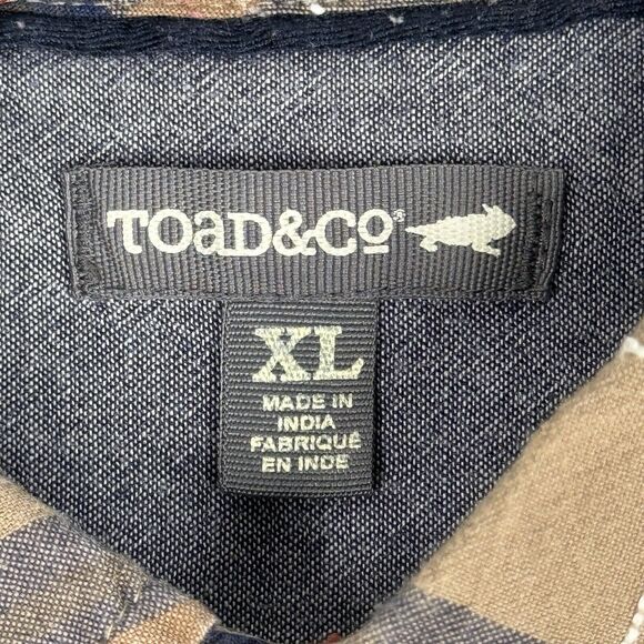 Toad & Co Shirt Mens XL Brown Blue Plaid Button Down Casual Heritage Gorpcore - Picture 6 of 8